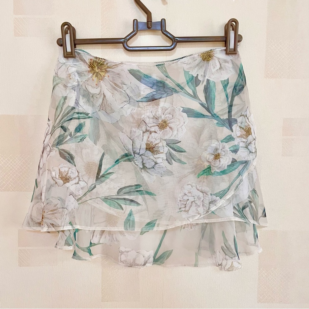 Lucky Leo custom mini flare wrap floral sheer ballet skirt